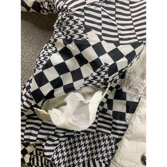 Vintage Spencer Douglas Ski Jacket S Quilted Snap Front Patchwork Print Black - Picture 10 of 11